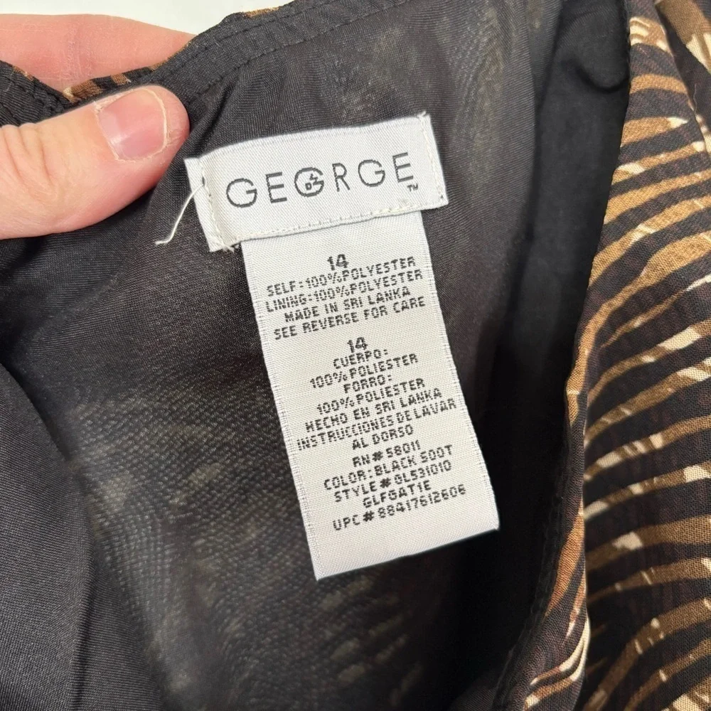 George Boho Y2K Earthy Zebra Print Sheer Lined Skirt Size 14